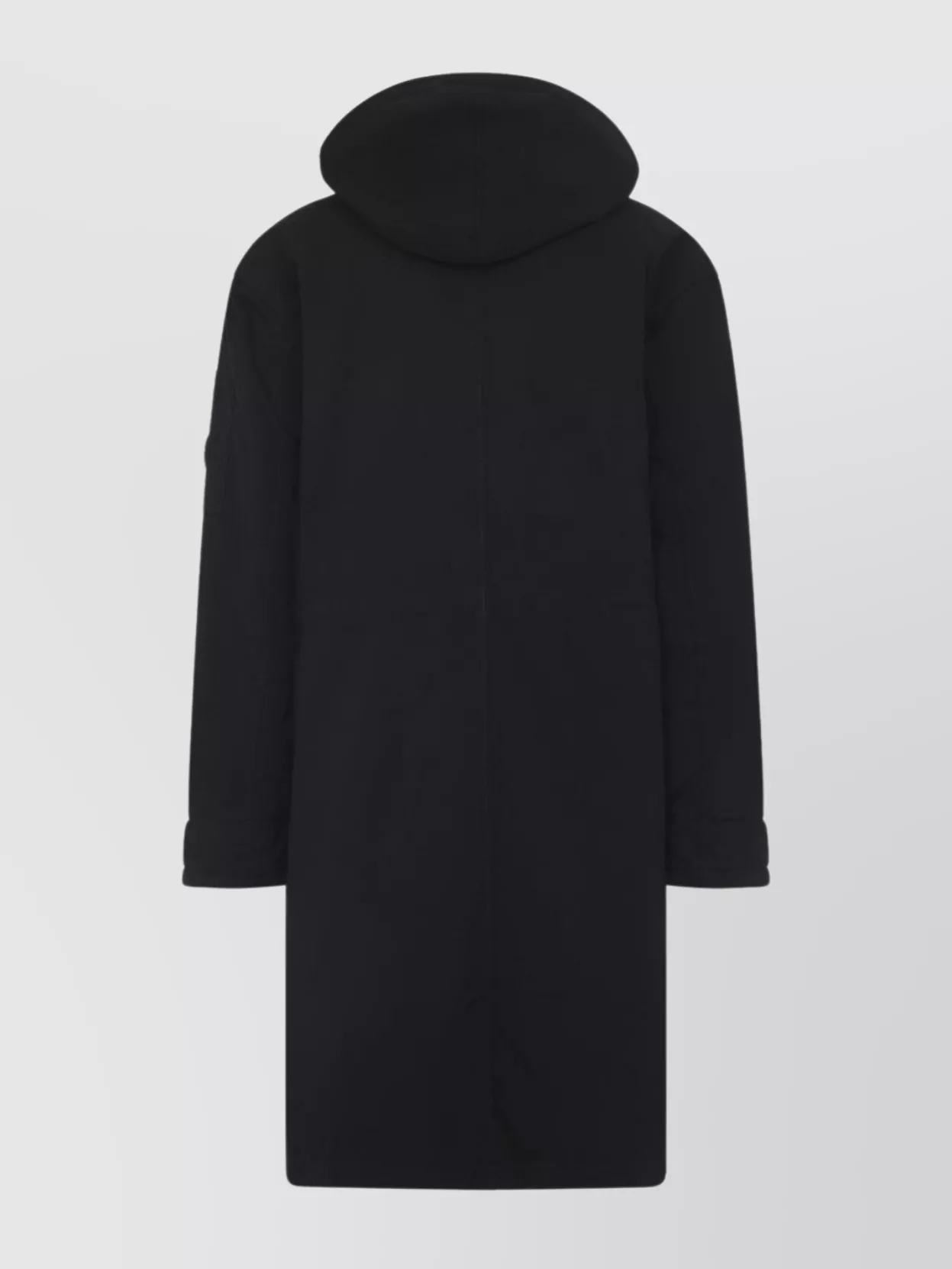 C.p. Company Long Jacket With Adjustable Cuffs And Hood In Black