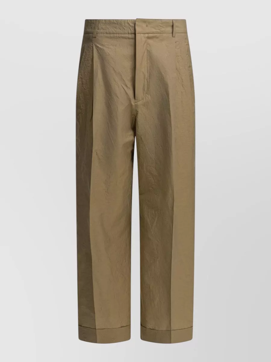 Soeur Crinkled high-rise wide-leg cropped trousers
