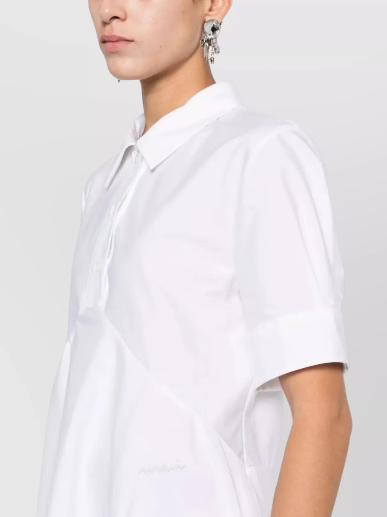 Marni Asymmetrical Cotton Dress Featuring Gathered Detail In White