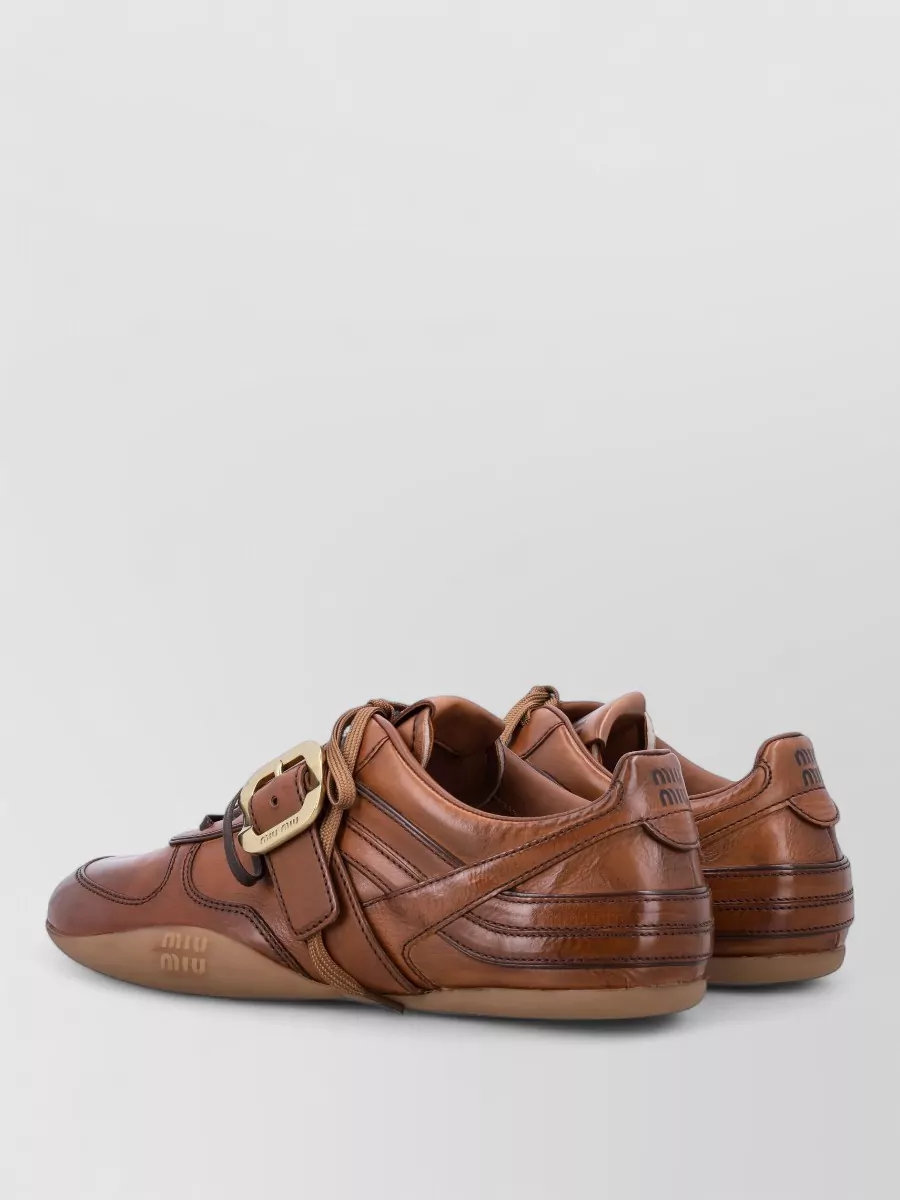 Miu Miu Leather Lace-Up Sneakers