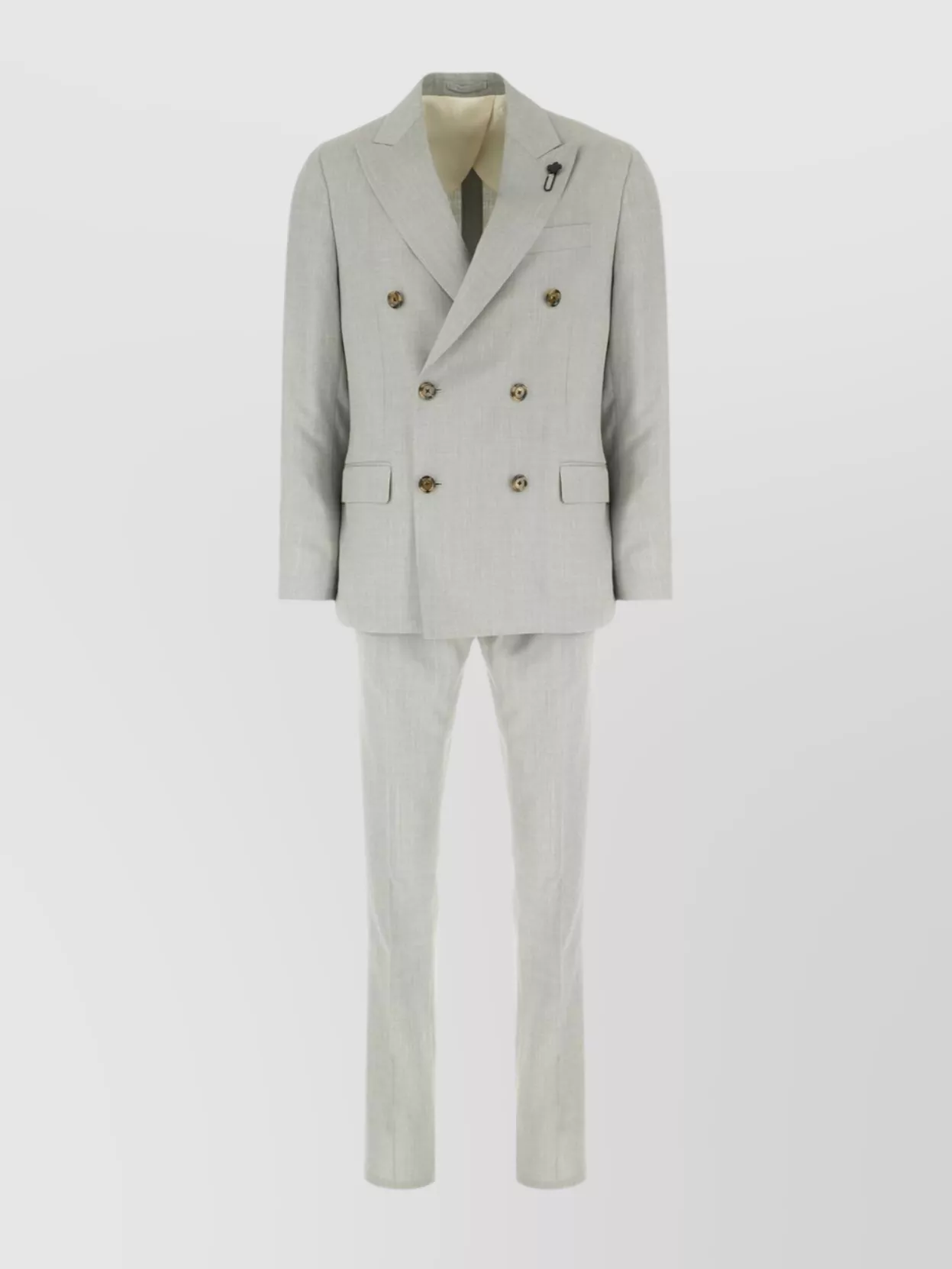 Lardini Wool Blend Suit With Embroidered Back Vent In Gray
