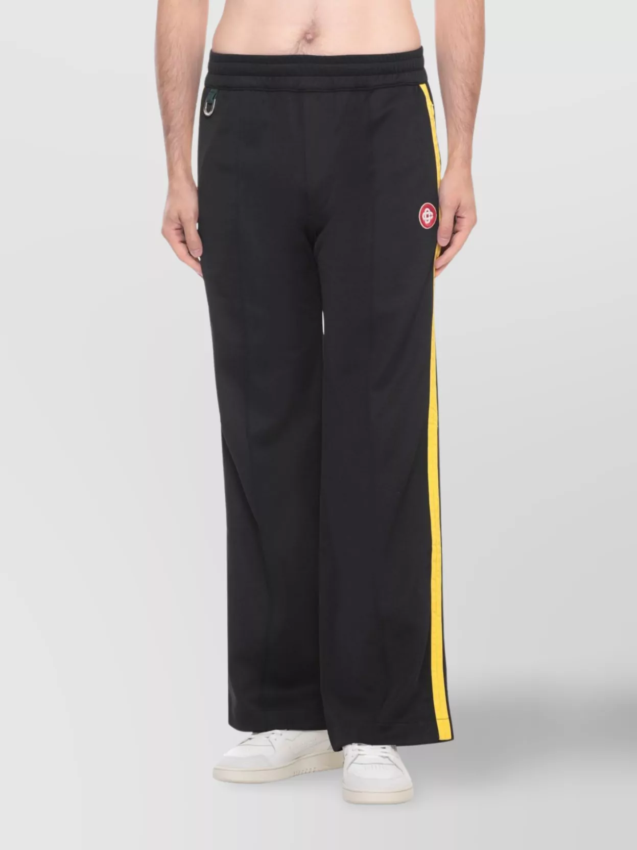 Casablanca Wide Leg Trousers Featuring Metallic Front In Black