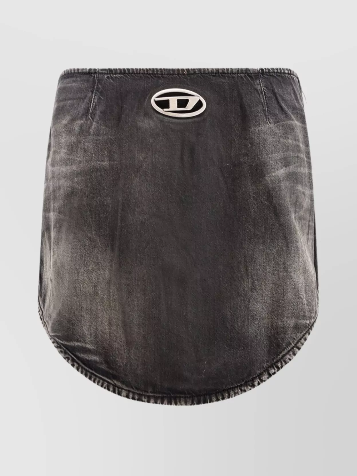 Diesel Cotton Mini Skirt Featuring Elastic Waistband In Gray
