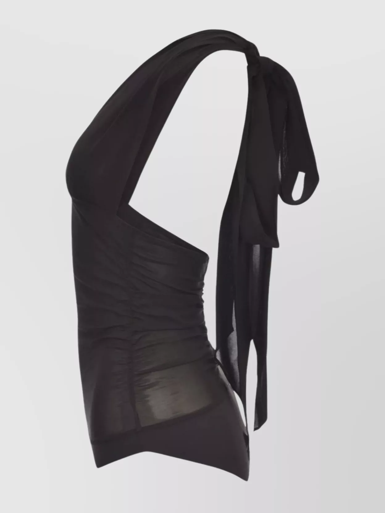 Pinko Halterneck Ruched Sheer Fabric Tops
