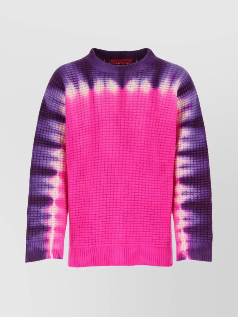 Shop The Elder Statesman Daybreak Gradient Crew Neck Knit Sweater In Pink