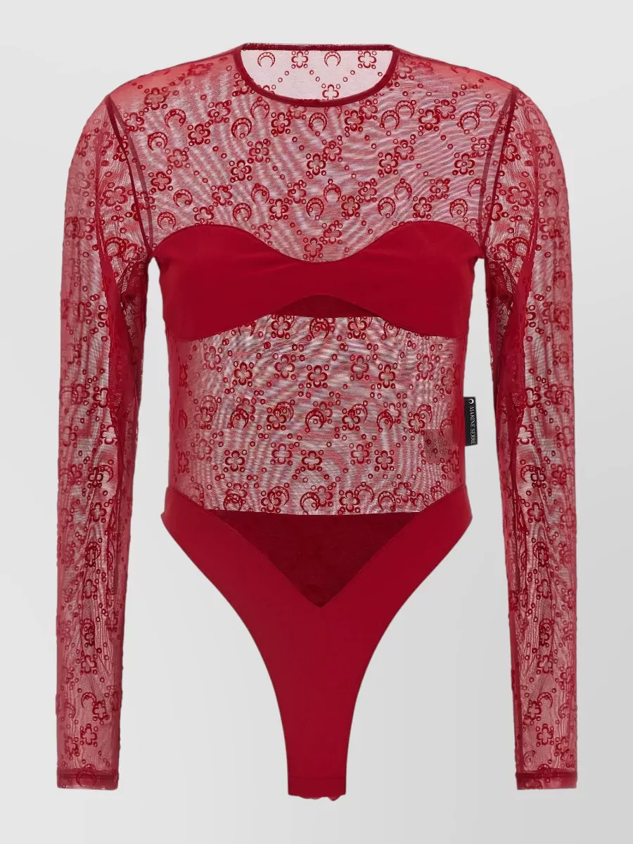 Marine Serre Logo-Print Long-Sleeve Bodysuit