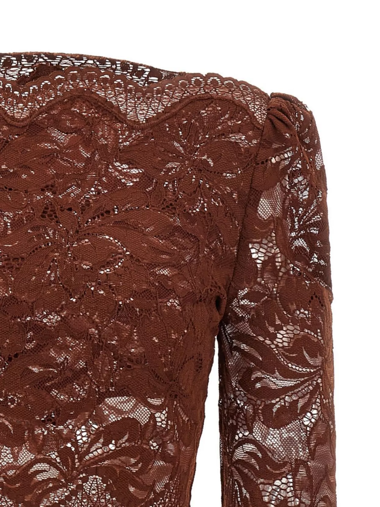 Paco Rabanne Floral Lace Long Sleeve Cropped Top