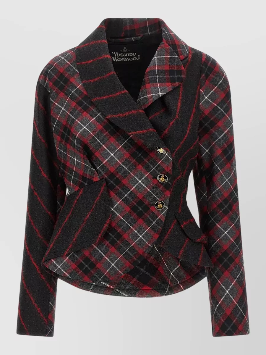Vivienne Westwood virgin wool asymmetric tartan blazer