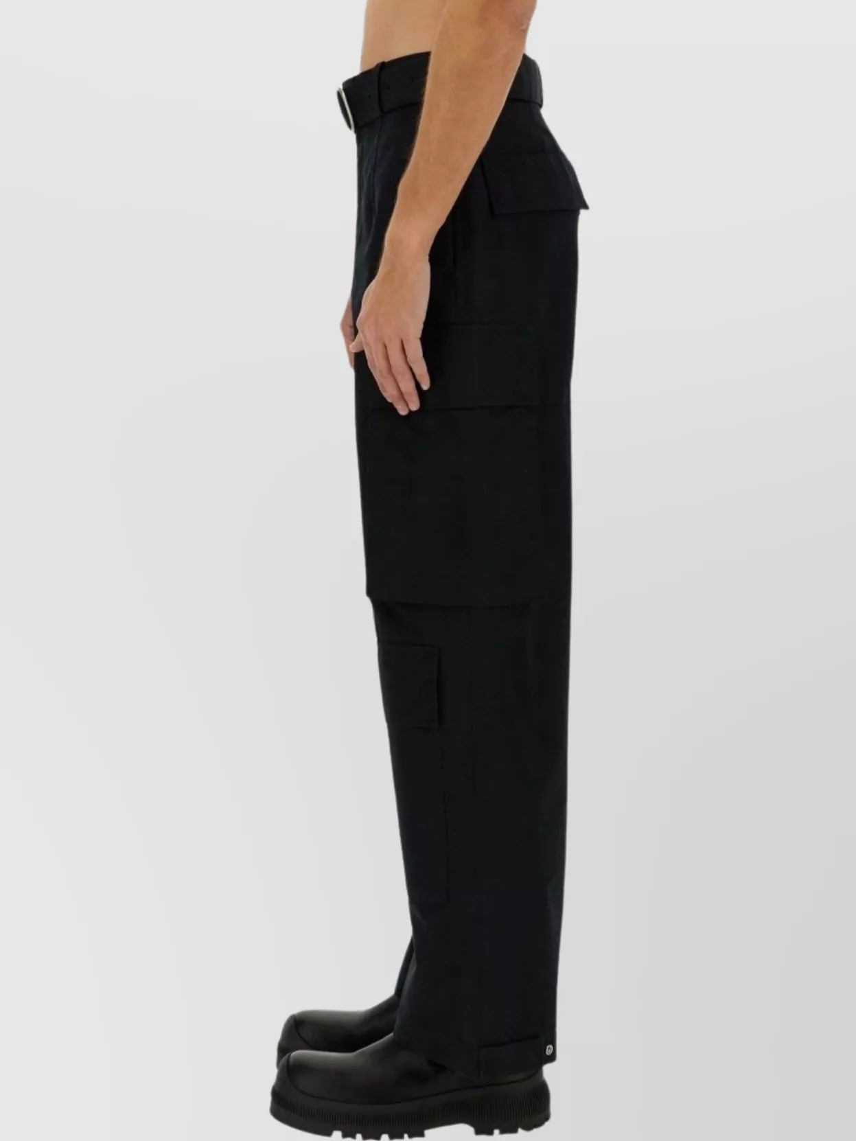 Jil Sander Wide Leg Cargo Trousers With Adjustable Hem