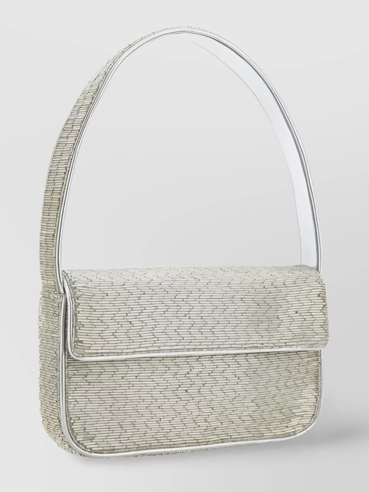 STAUD BEADED RECTANGULAR SHOULDER BAG WITH METALLIC FINISH