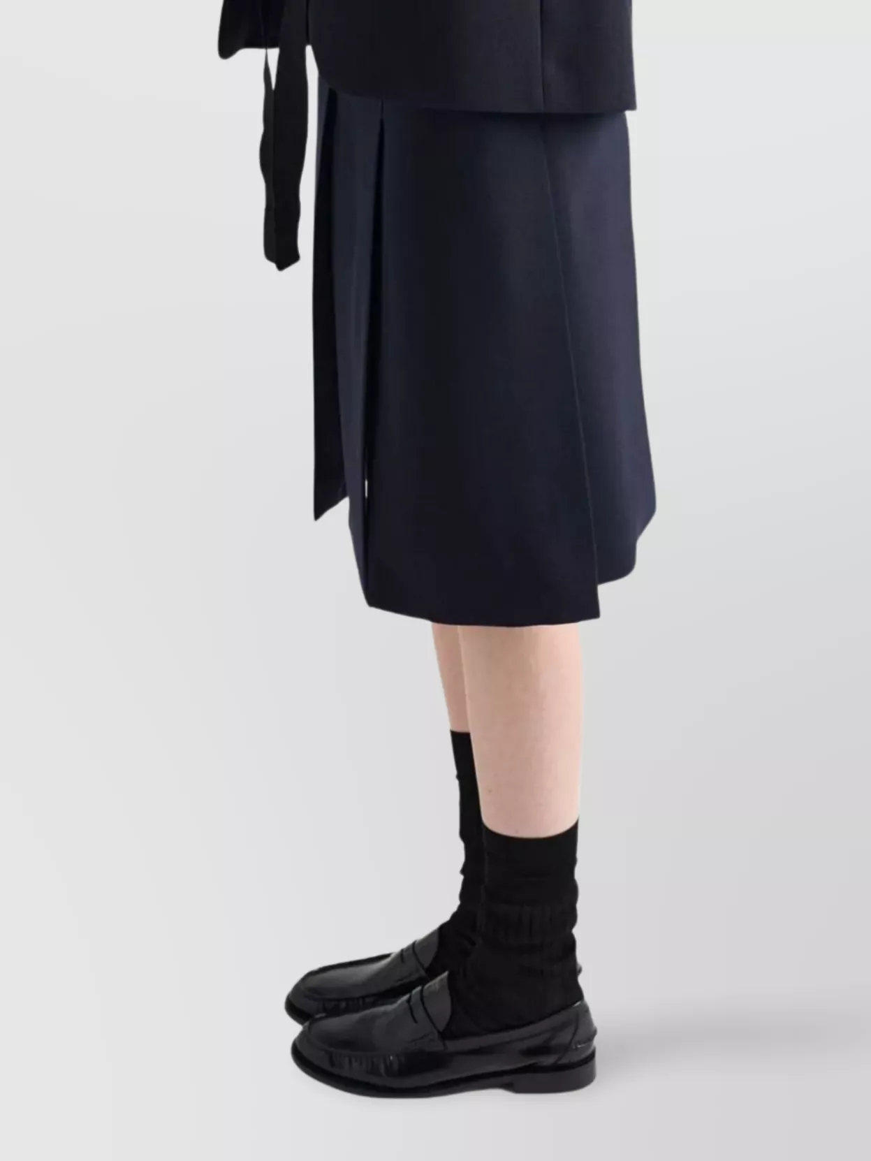 Prada Midi Skirt With Side Slit And Pleats