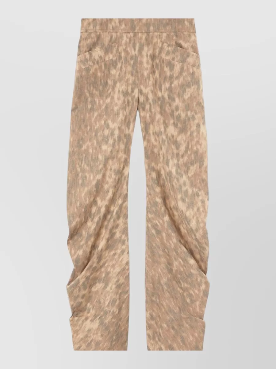 Ganni Printed wide leg straight trousers