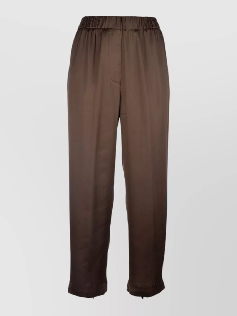 Peserico Trousers Straight Leg Back Pocket Detail In Brown