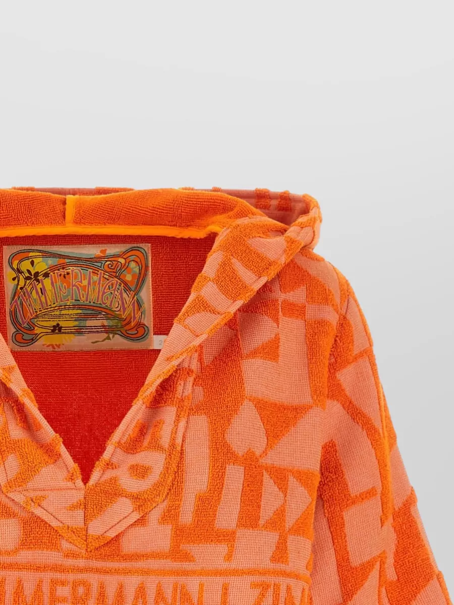 Zimmermann Cropped Jacquard Terry Hooded Top