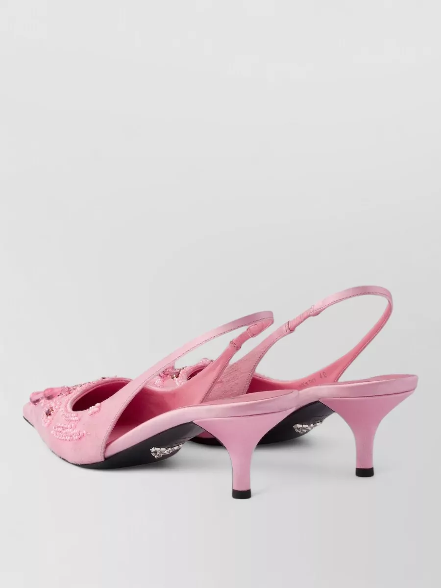 Prada Embroidered Slingback Mules