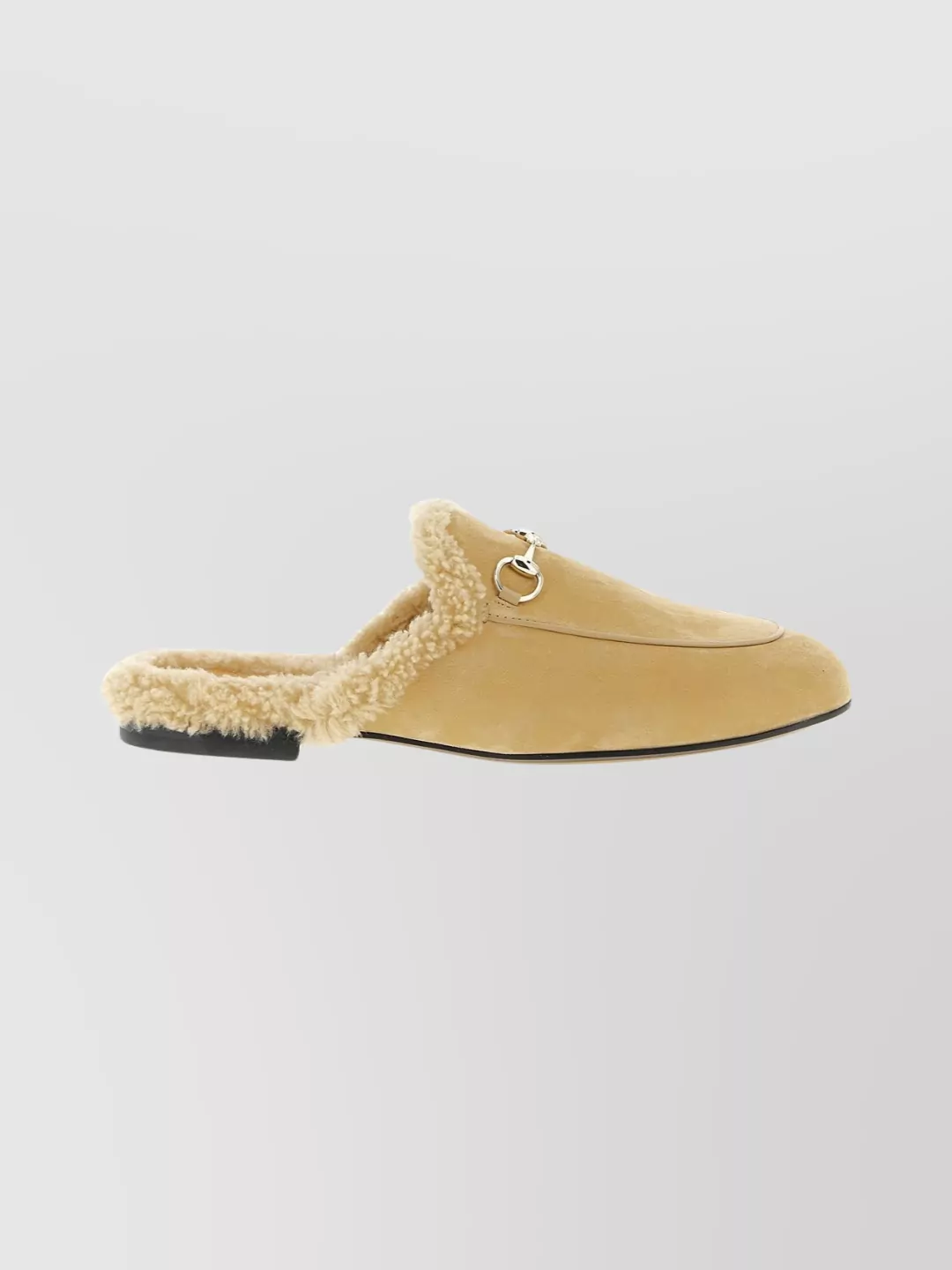 Gucci Round Toe Flat Sole Metal Hardware Slippers In Brown