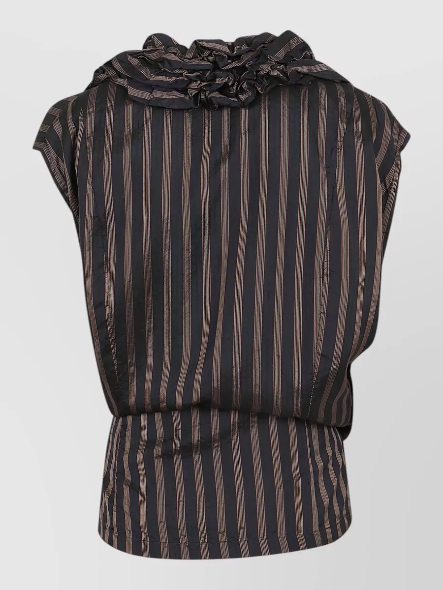 Dries Van Noten Striped Sleeveless V-Neck Wrap Blouse
