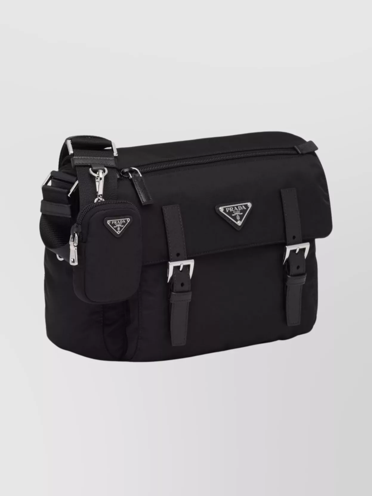Prada Re-nylon Crossbody Bag Adjustable Strap In Black