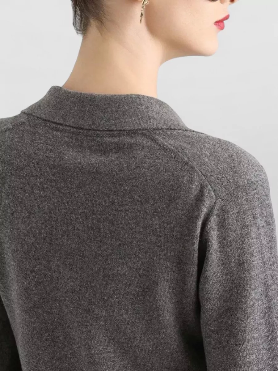 Dolce&Gabbana Knit Cropped Henley Long Sleeve Polo Top