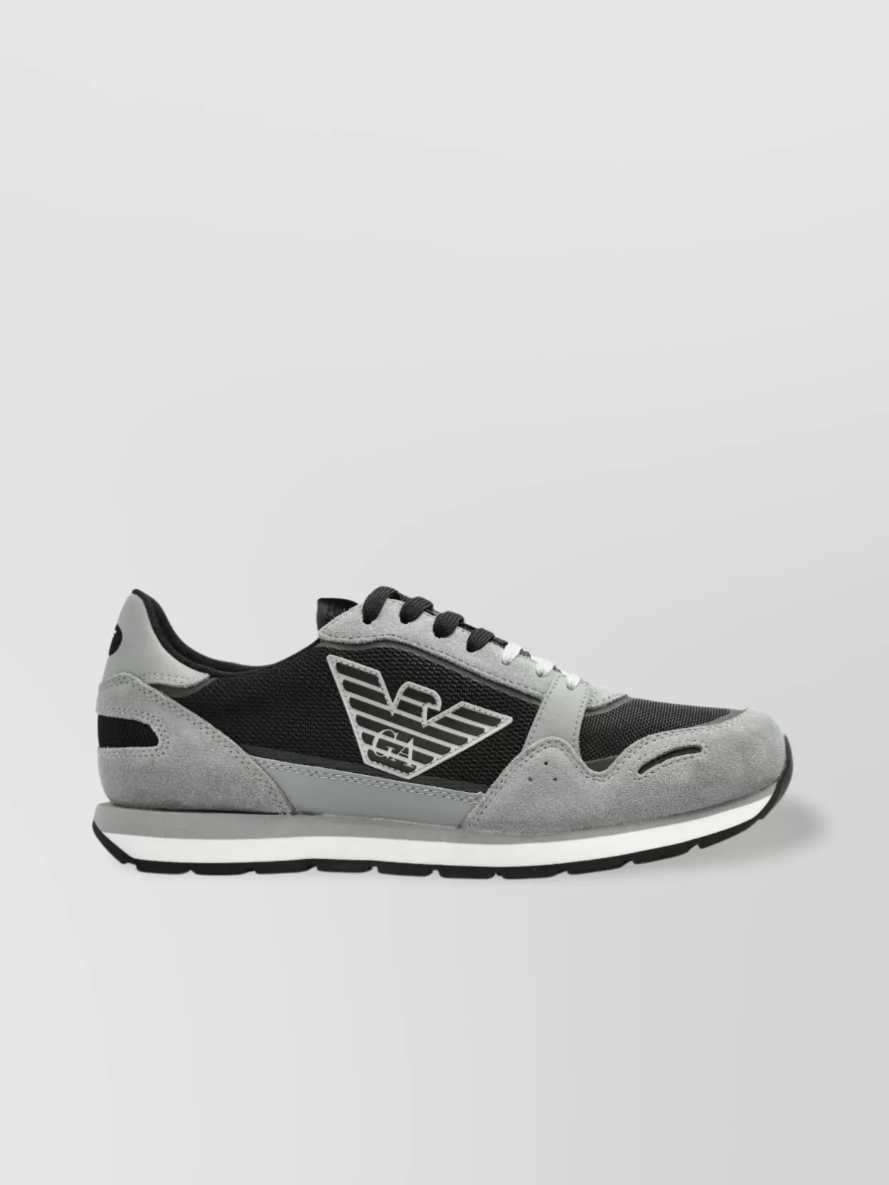 Emporio Armani Brand Sneakers With Mesh And Suede