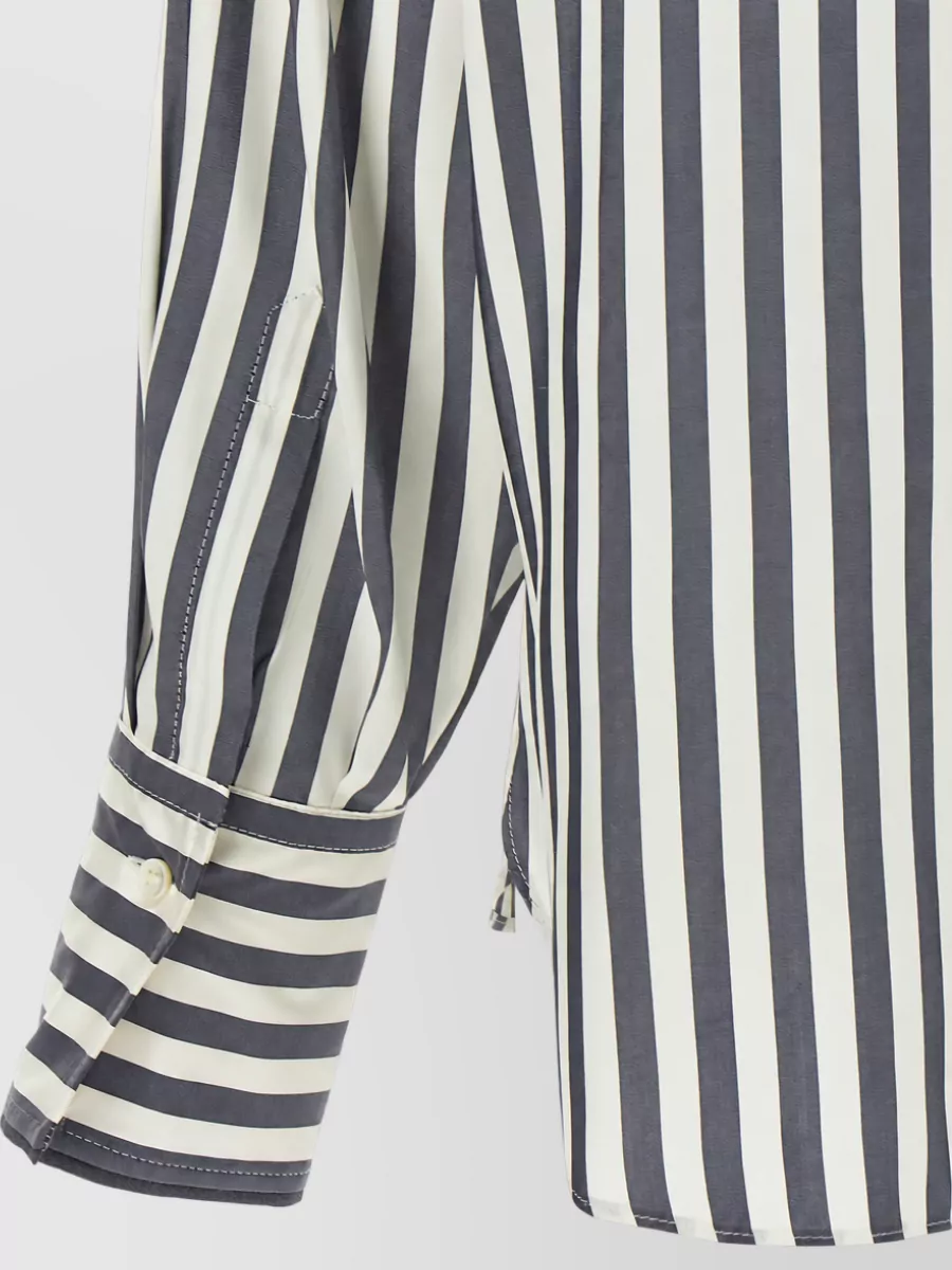 Brunello Cucinelli Silk Striped Shirt With Scarf