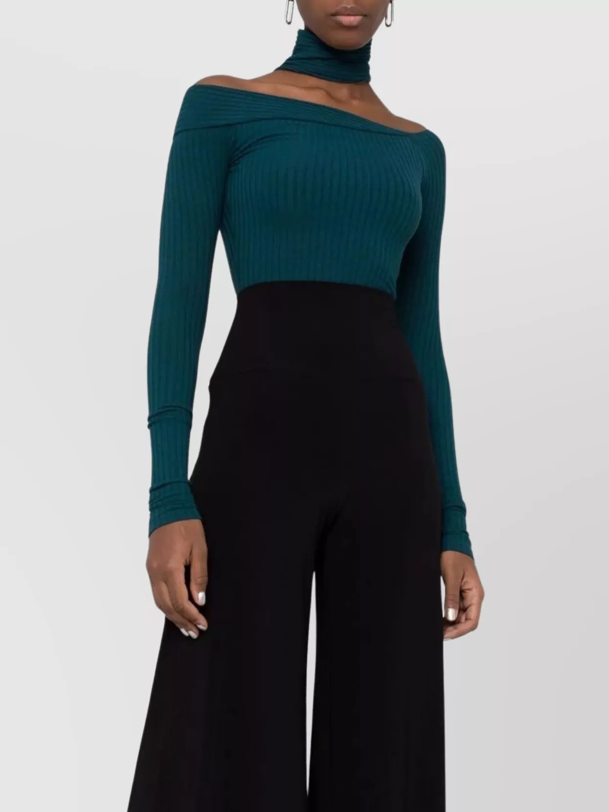Norma Kamali Flared High-Waisted Wide-Leg Trousers