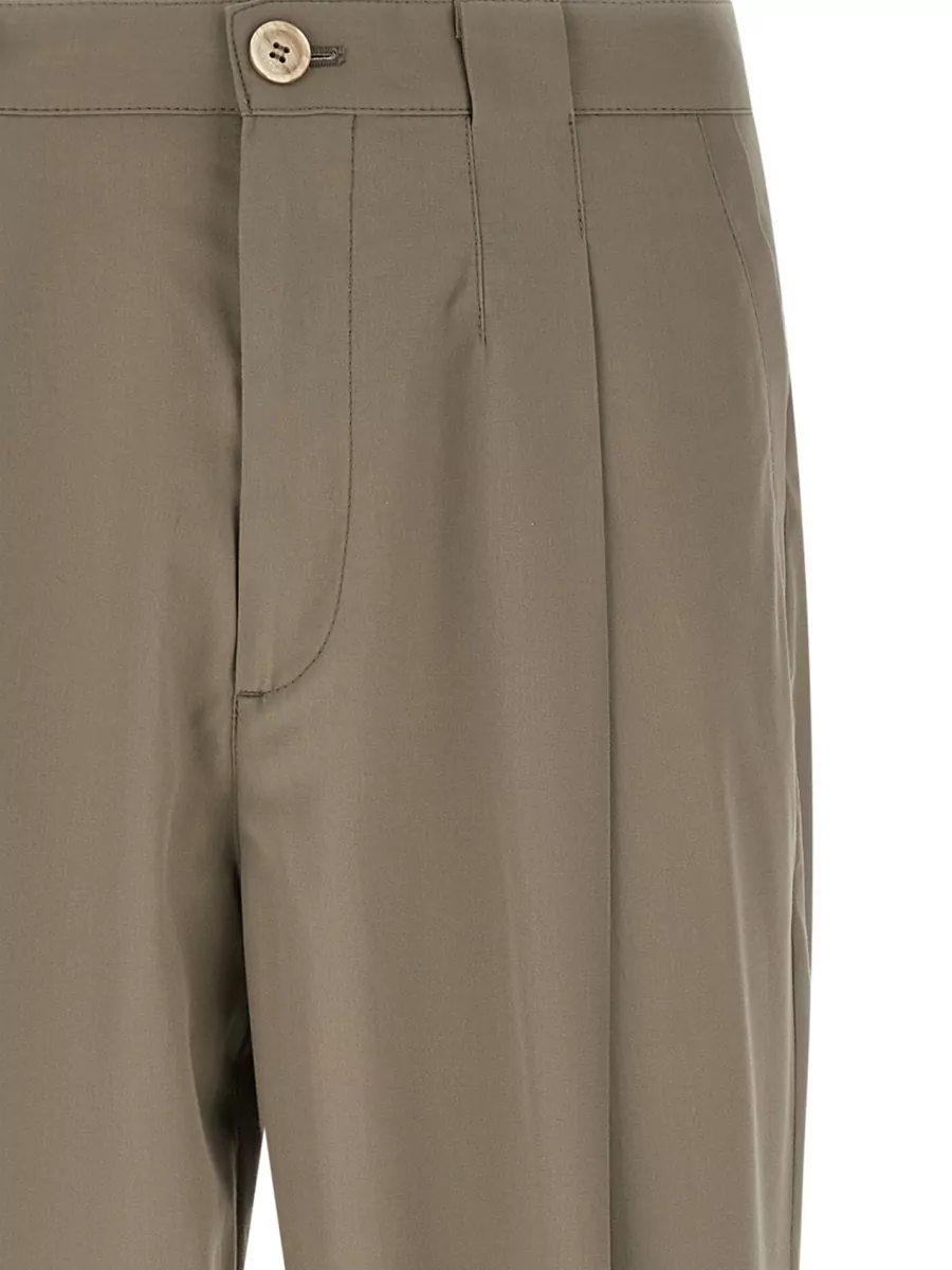 Brunello Cucinelli Cotton Wide-Leg Tailored Trousers