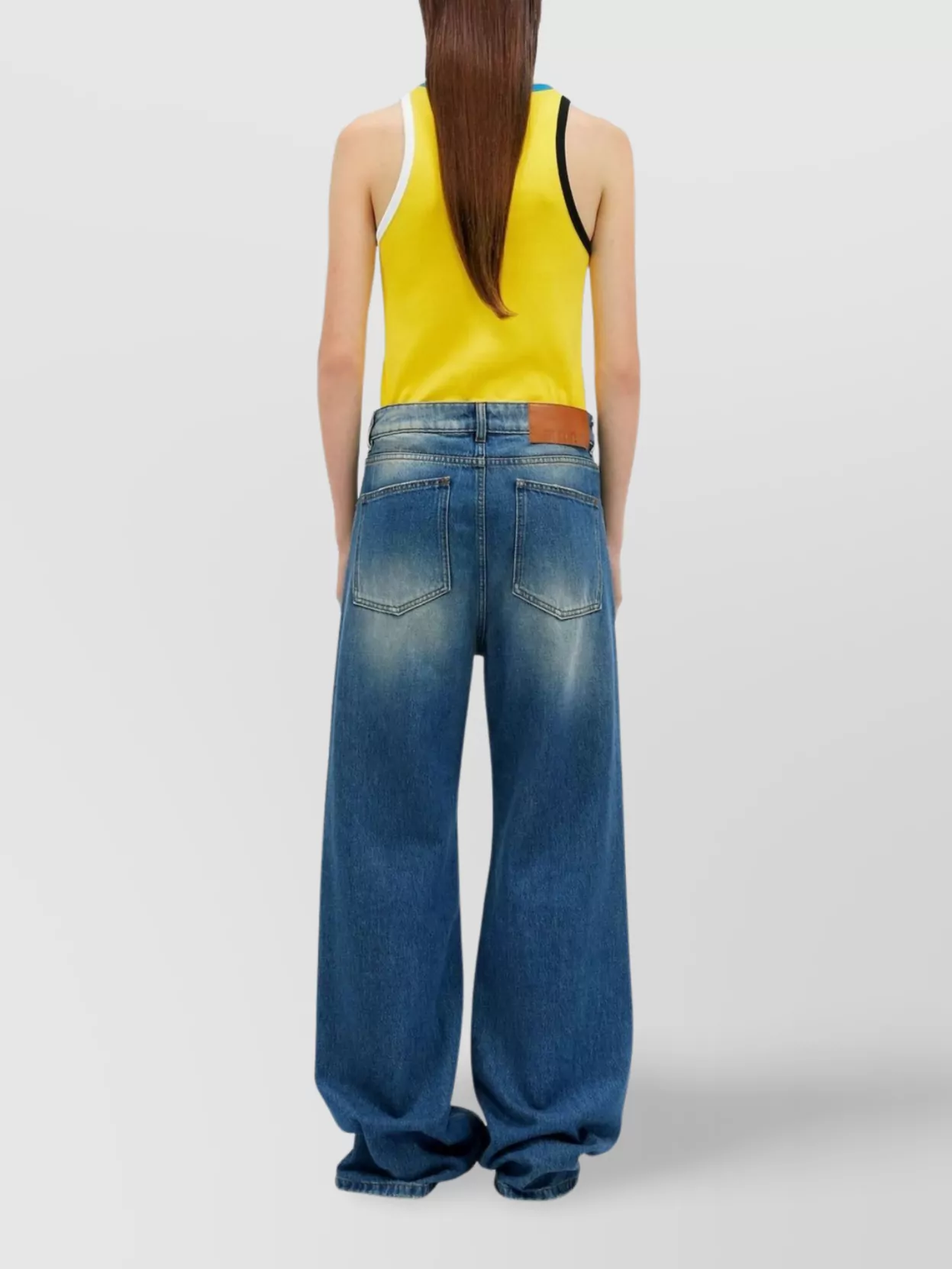 Msgm Wide-Leg Denim Trousers Faded Effect