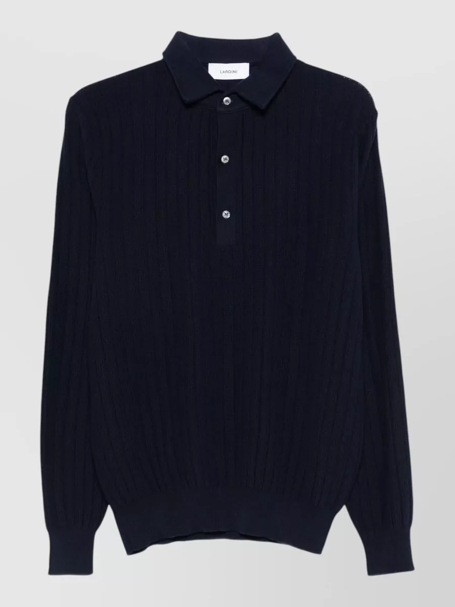 Lardini Ribbed knit long-sleeve polo shirt