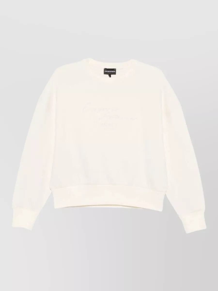 Emporio Armani cotton embroidered crewneck sweatshirt