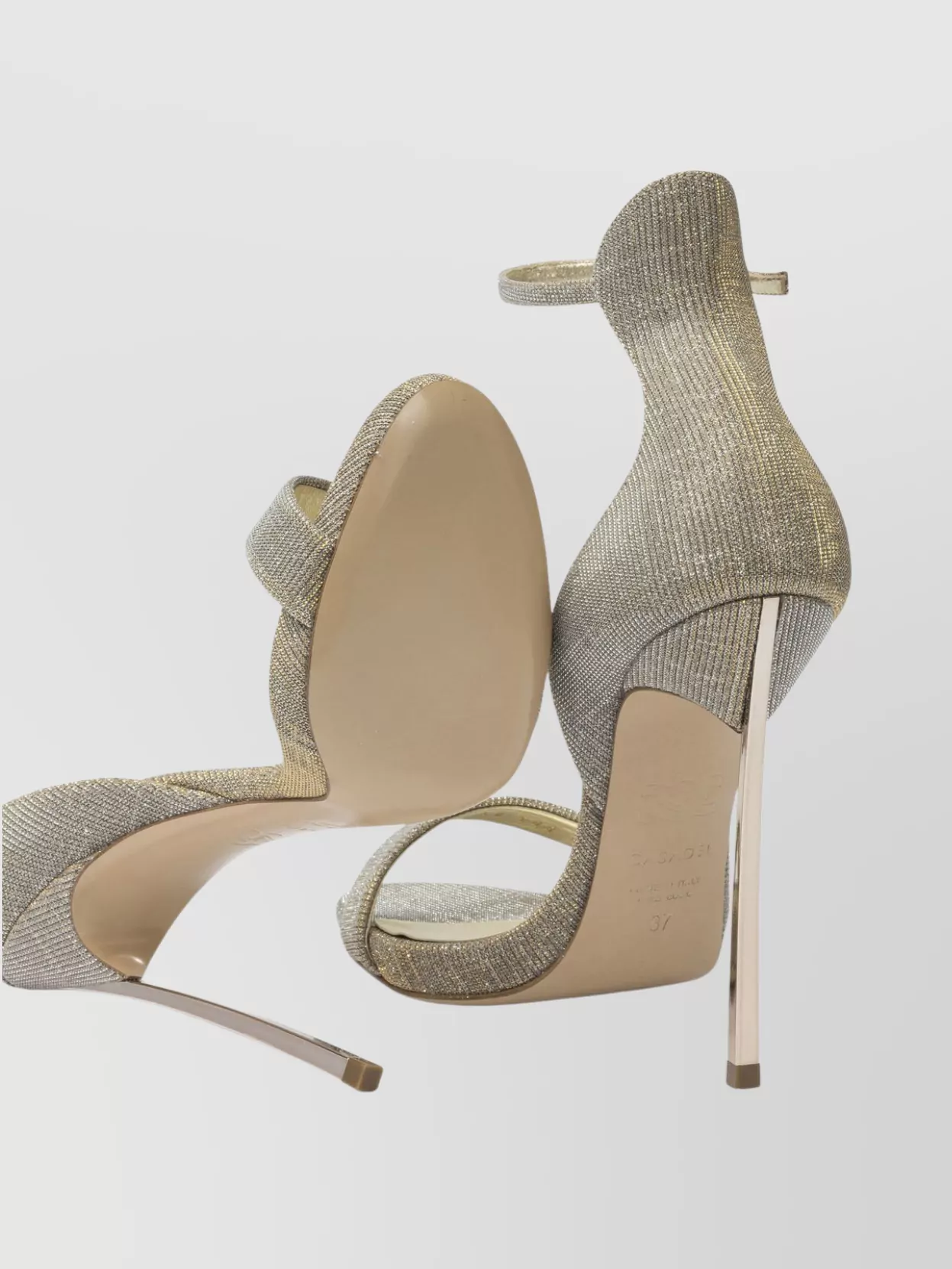 Casadei Metallic Open Toe Textured Sandals