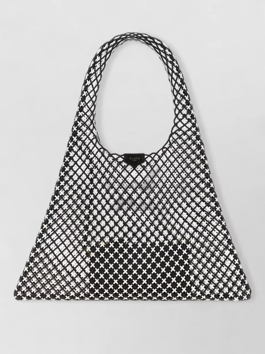 Alaïa leather two-tone mesh tote bag