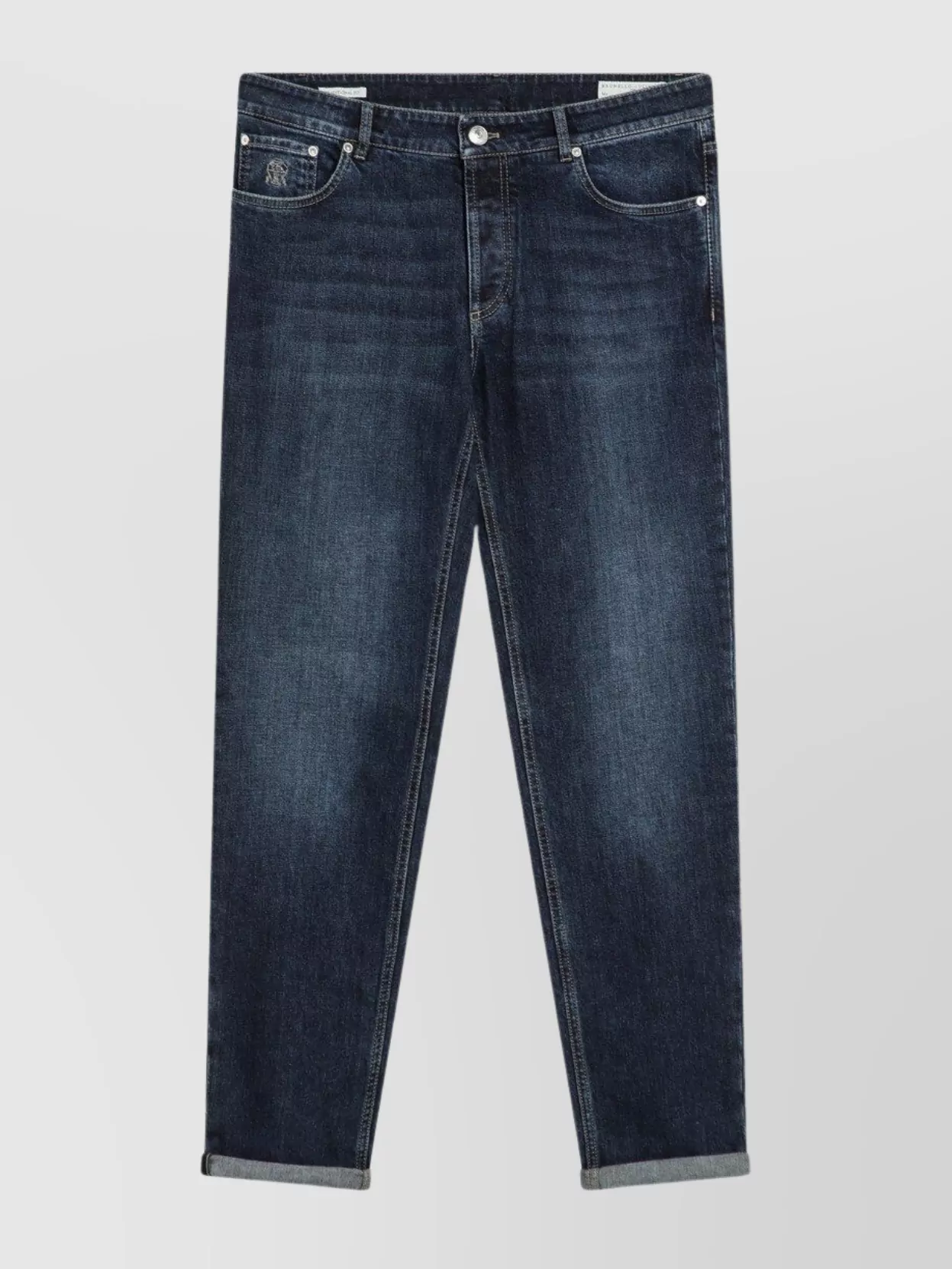 Brunello Cucinelli Denim Trousers Washed Effect In Blue