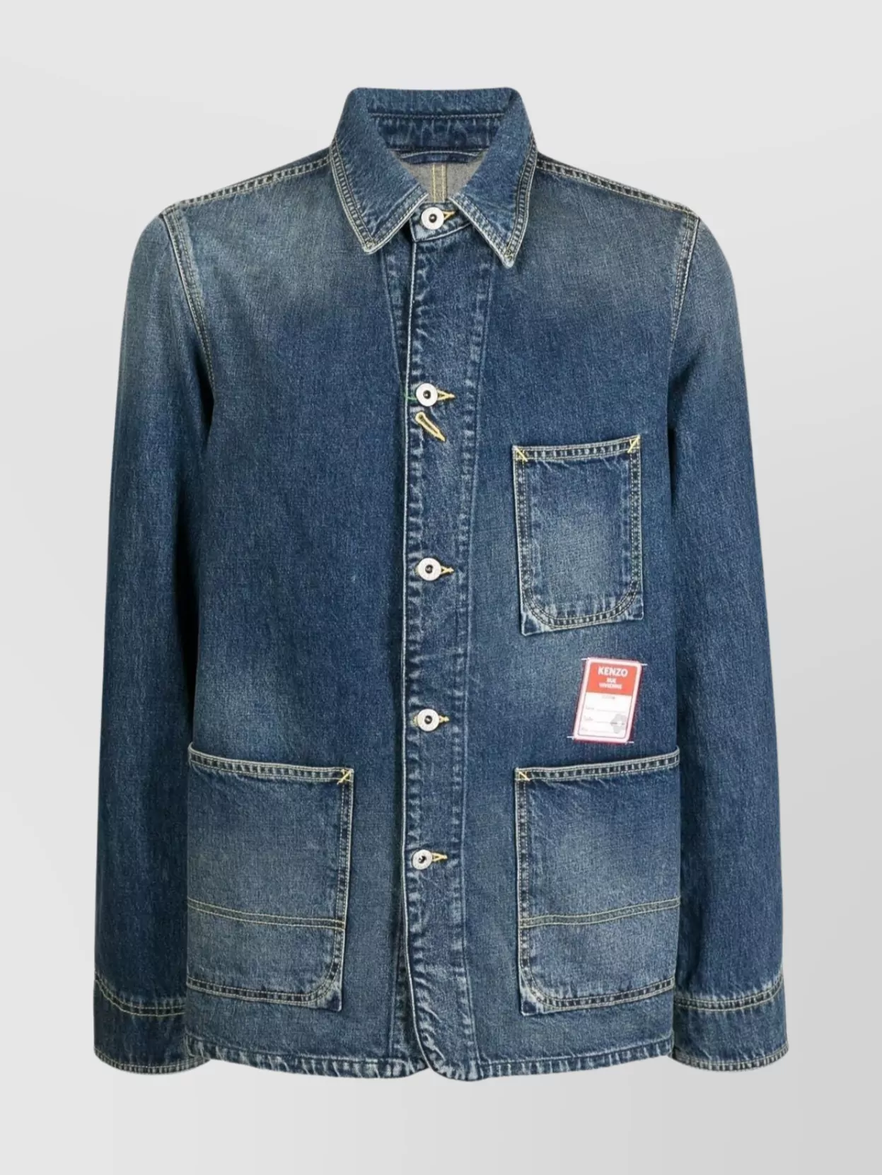 Shop Kenzo Classic Three-pocket Indigo Blazer With Straight Hem In Blue