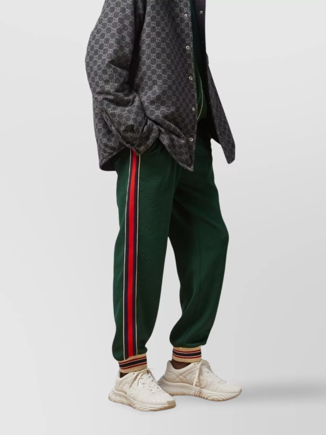 Gucci Trimmed Elastic Waistband Trousers With Ribbed Cuffs