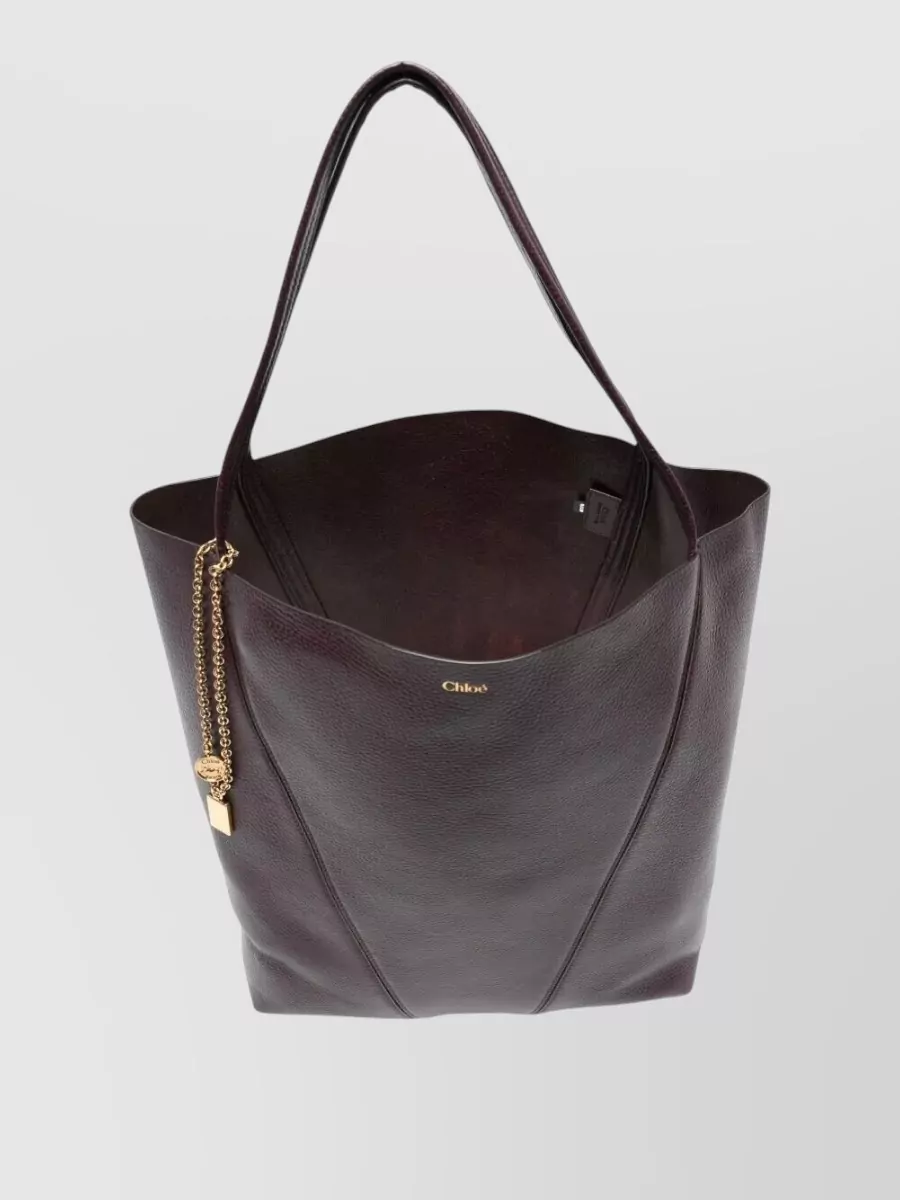 Chloé Spin Tote Bag Chain Detail Textured