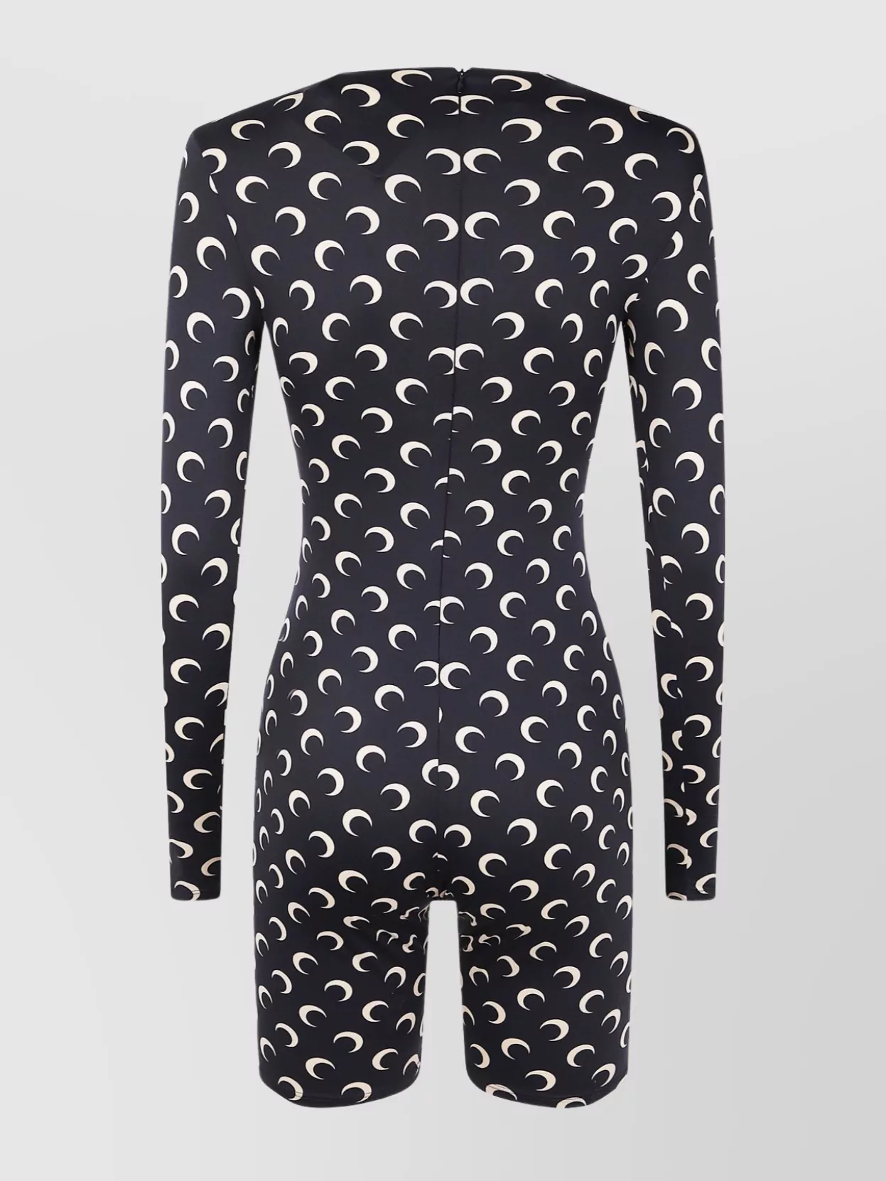 Marine Serre Celestial Pattern Long Sleeve Short Jumpsuit In Black