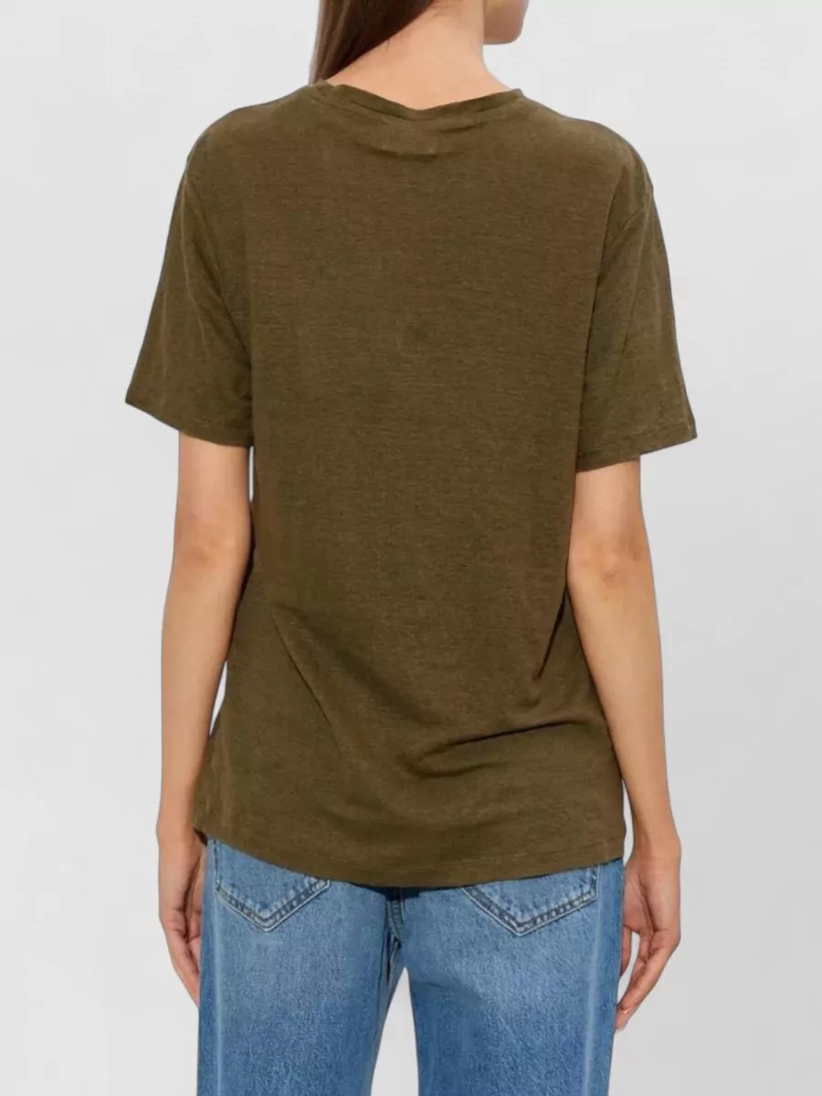 Isabel Marant Etoile Crewneck Short Sleeve Top Metallic Detail