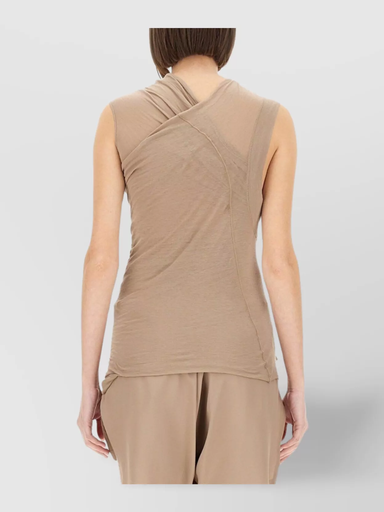 RICK OWENS ASYMMETRIC DRAPED CROSSOVER TOP