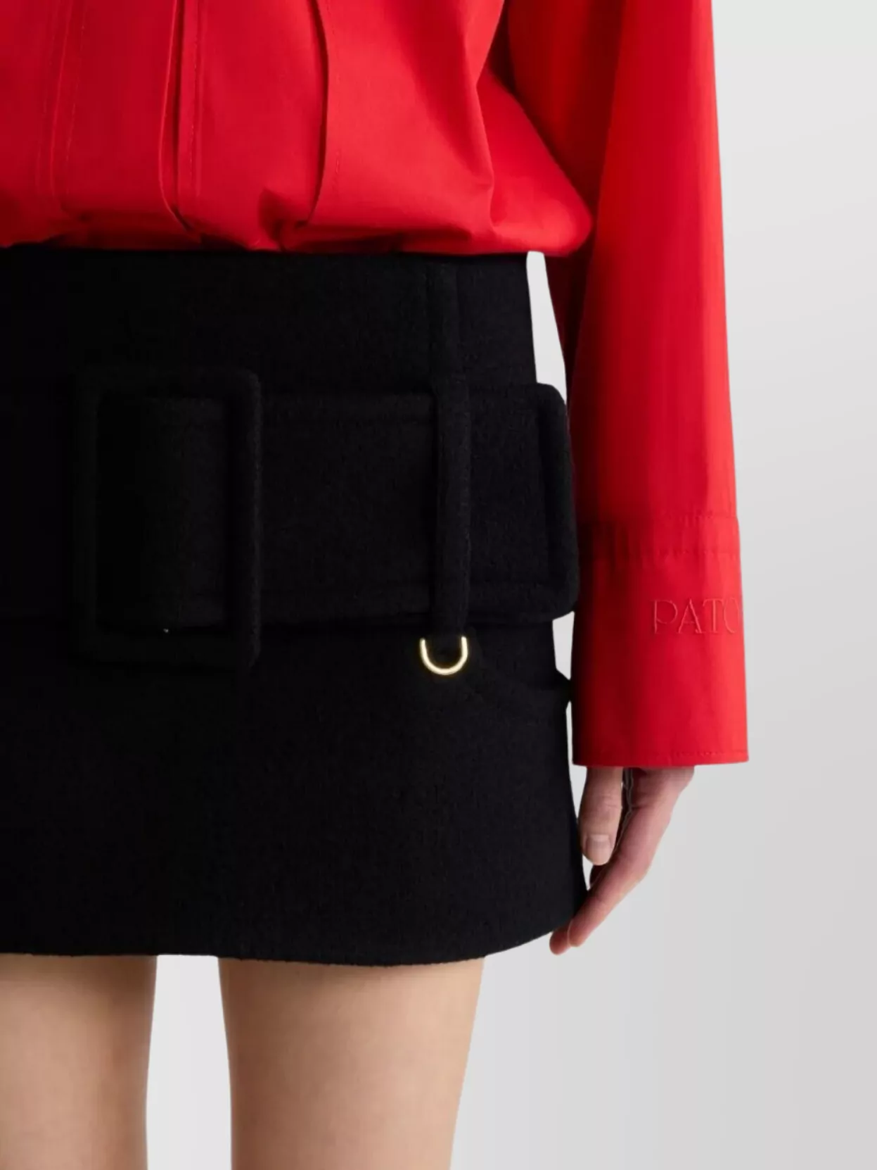 Patou Mini Skirt With Wide Belt And Side Pocket In Black