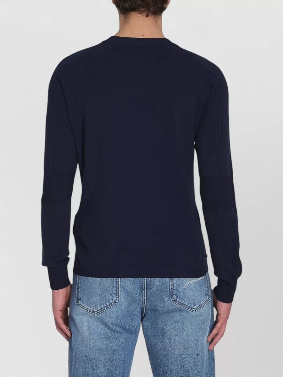 Moncler Grenoble Crew Neck Knit Sweater Ribbed Trims