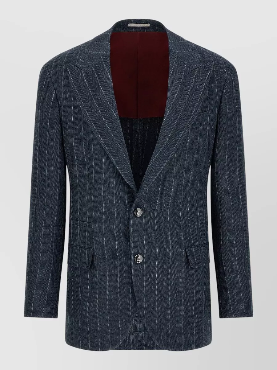 Brunello Cucinelli silk hemp pinstriped single-breasted blazer