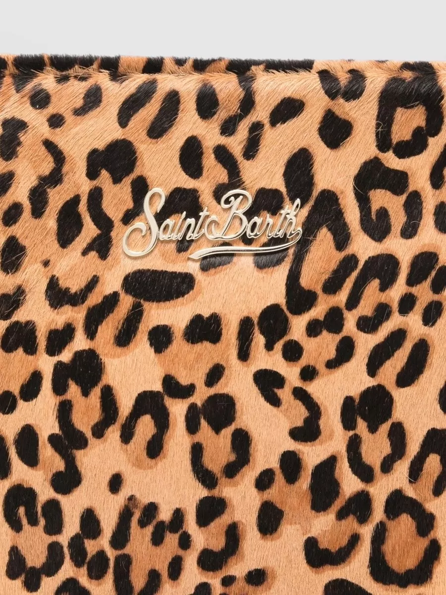 Mc2 Saint Barth Leopard Print Clutch Bag With Adjustable Strap