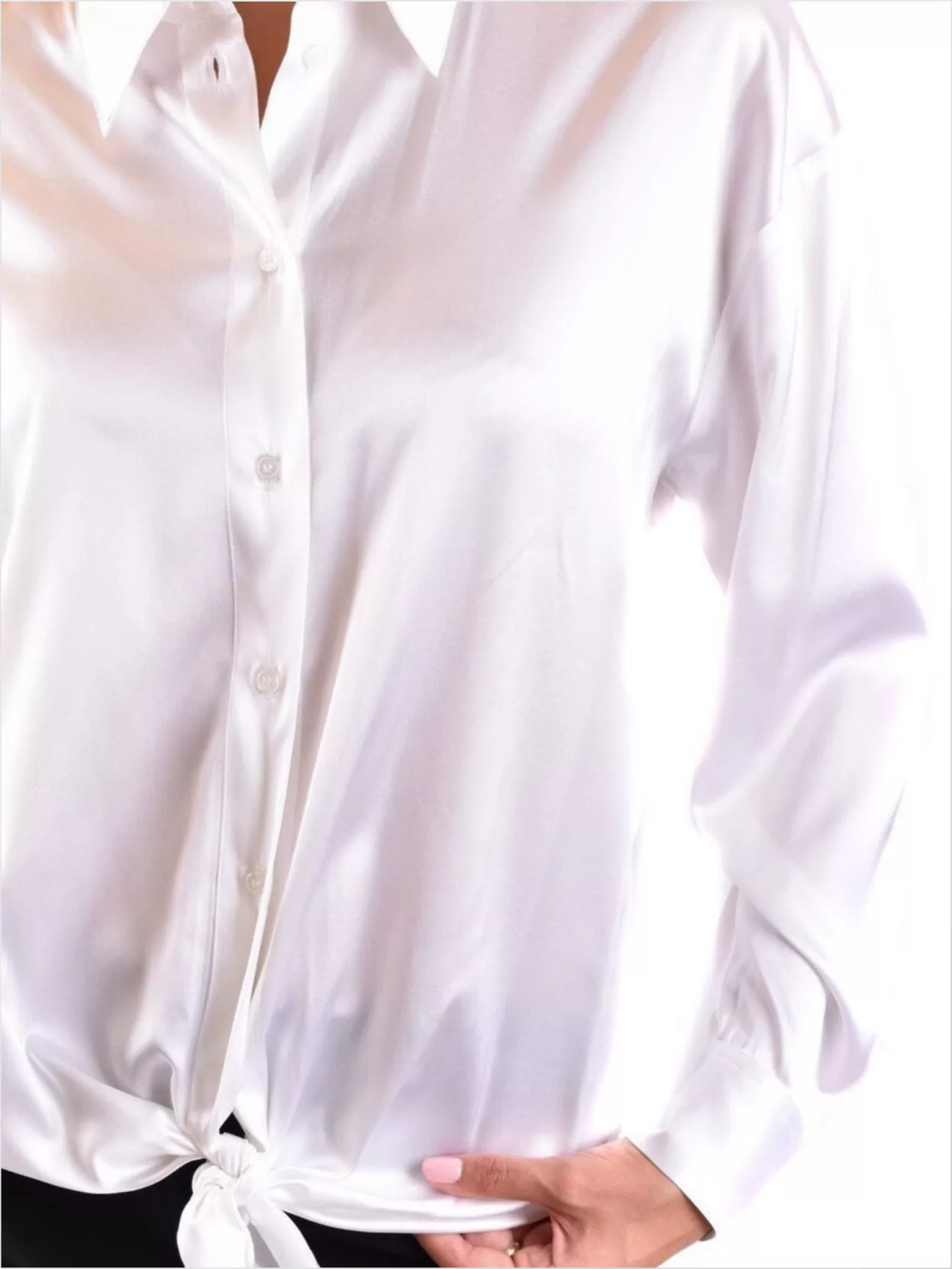 Pinko Collared Neck Cuffed Long Sleeves Tie Front Detail