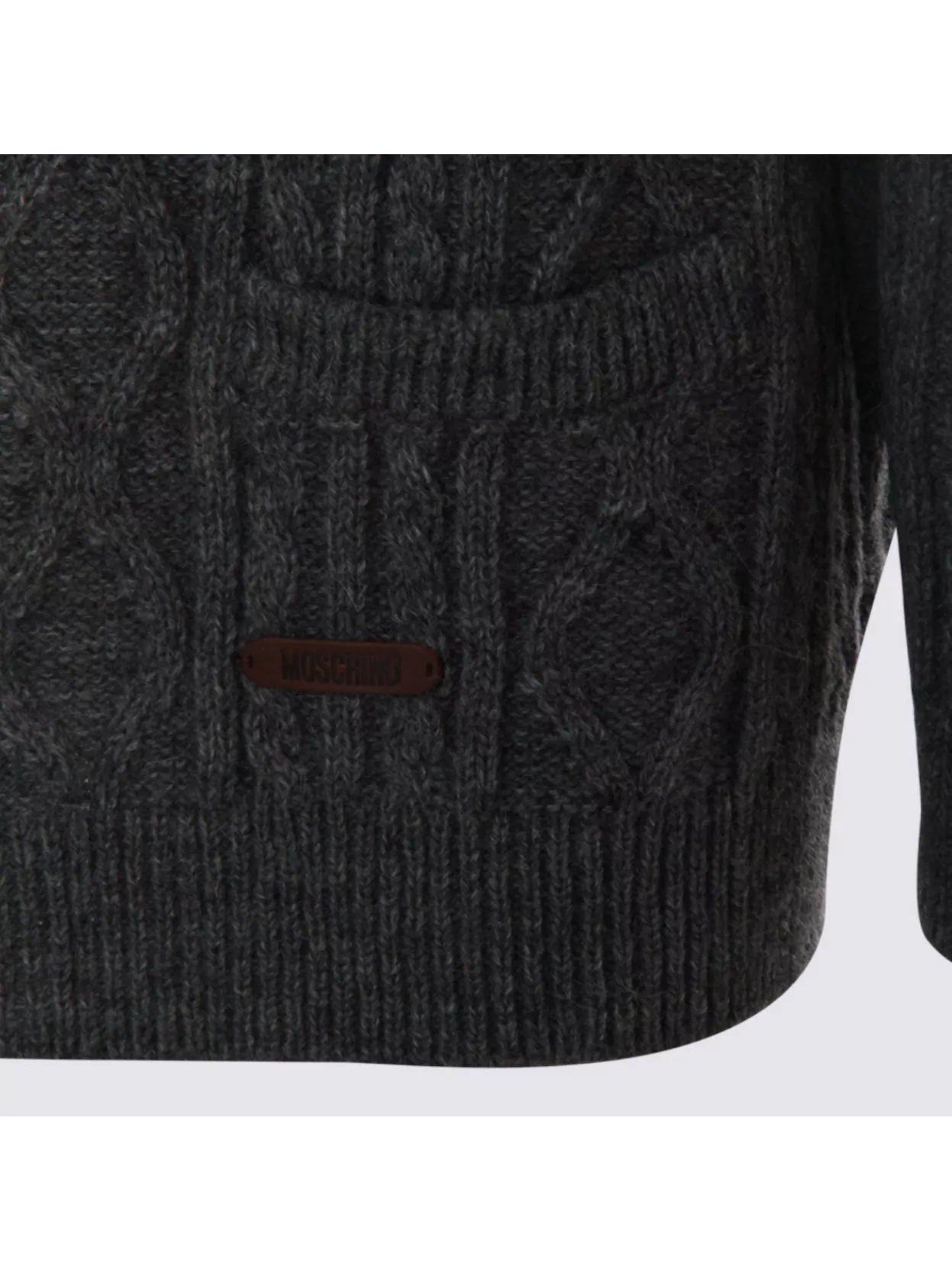 Moschino Dual-tone Cable Knit Crewneck Sweater In Multi