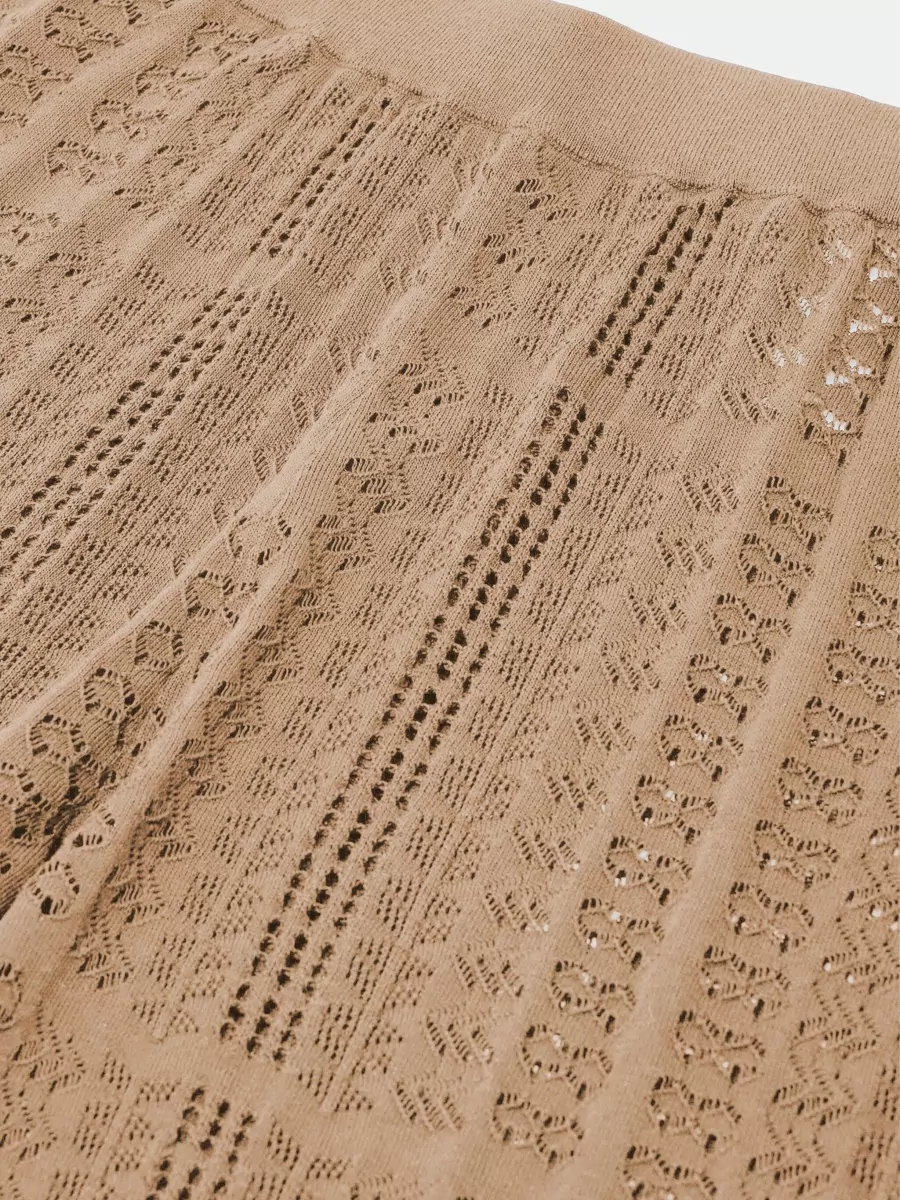 Malo High Waist Crochet Sheer Wide Leg Trousers