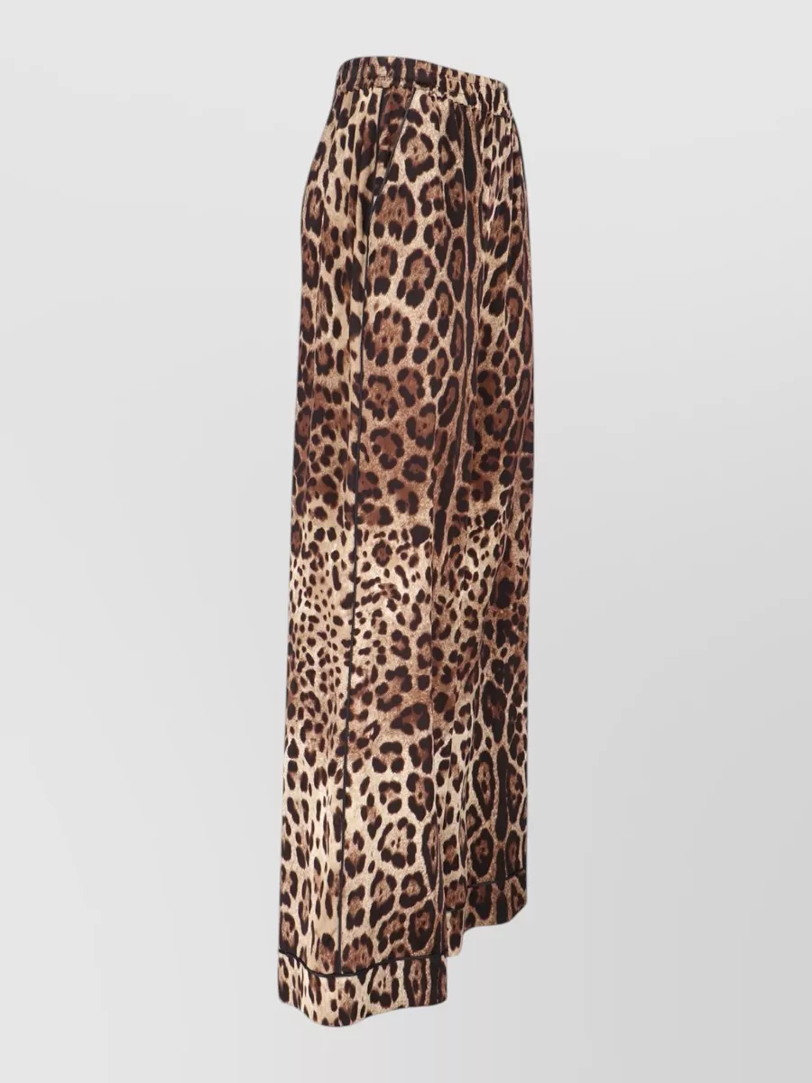 Dolce & Gabbana Animal Print Wide Leg Relaxed Trousers In Animal Print