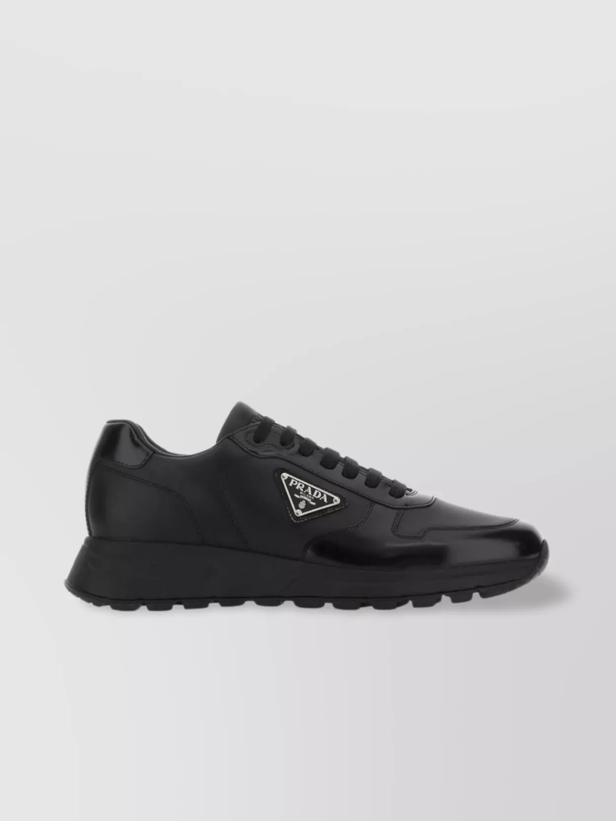 Shop Prada Nylon And Leather Sneakers With Flat Sole