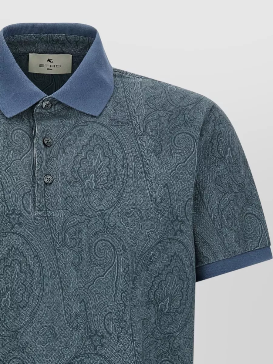 Etro Paisley Polo Shirt Contrast Collar Design