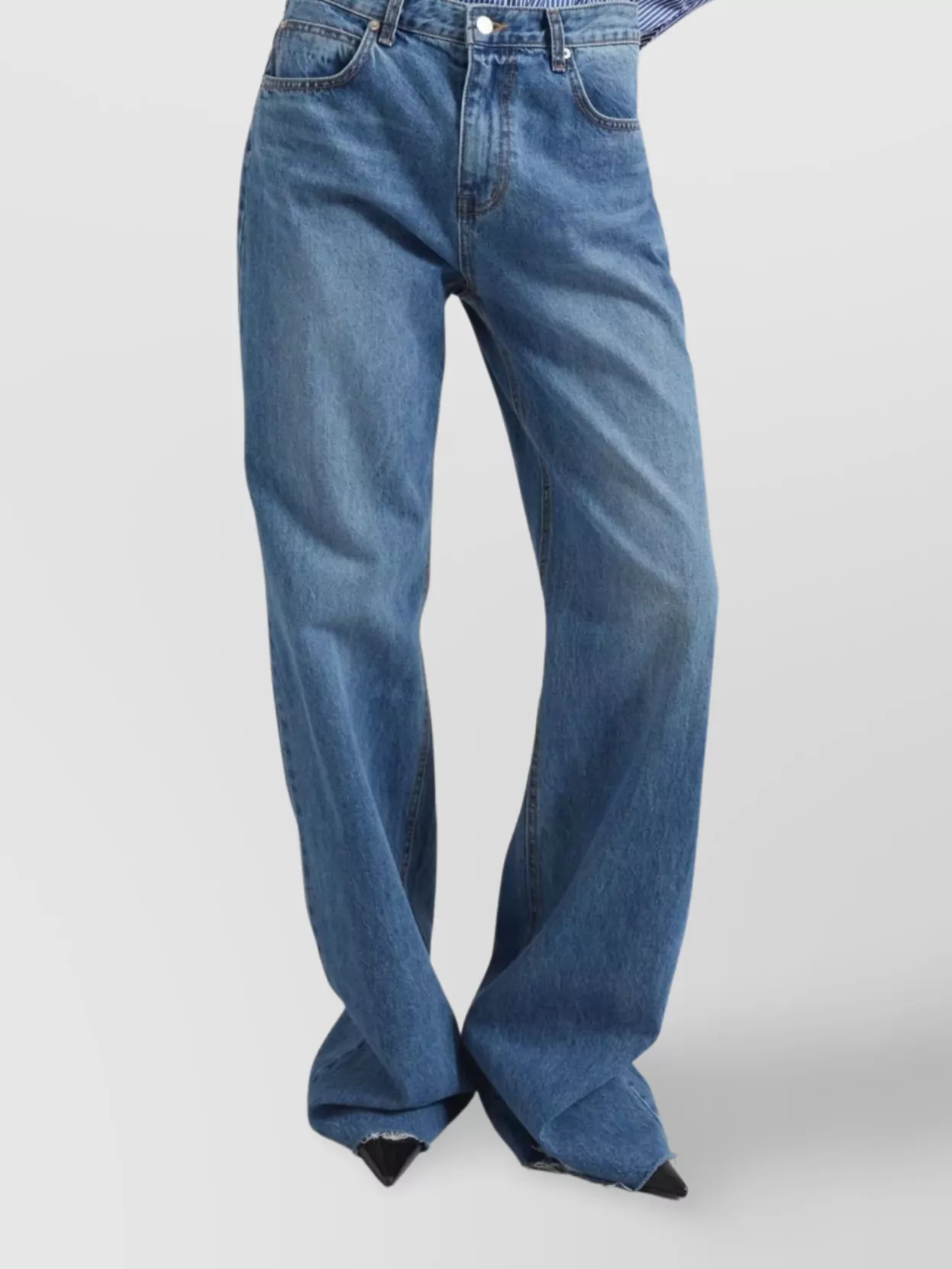 The Frankie Shop Wide-leg Denim Trousers Raw Hem In Animal Print